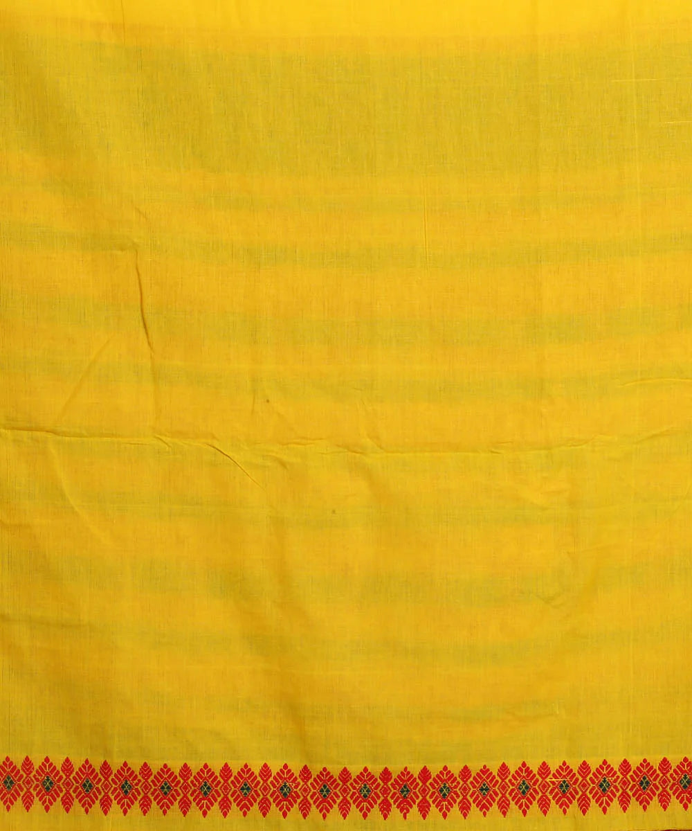 Yellow red cotton handloom assam saree