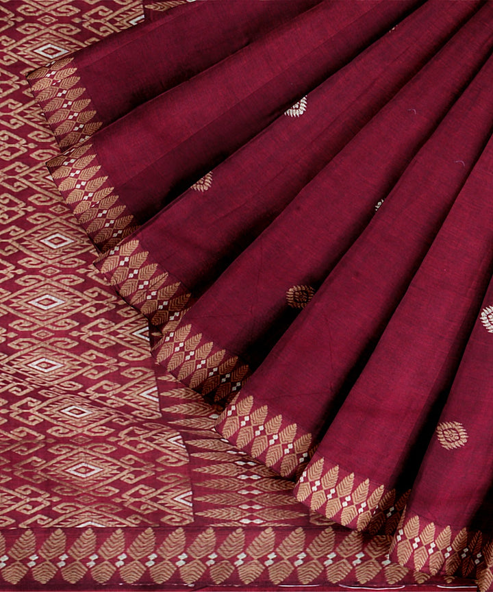 Red grey cotton handloom assam saree