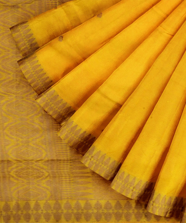 Yellow grey cotton handloom assam saree