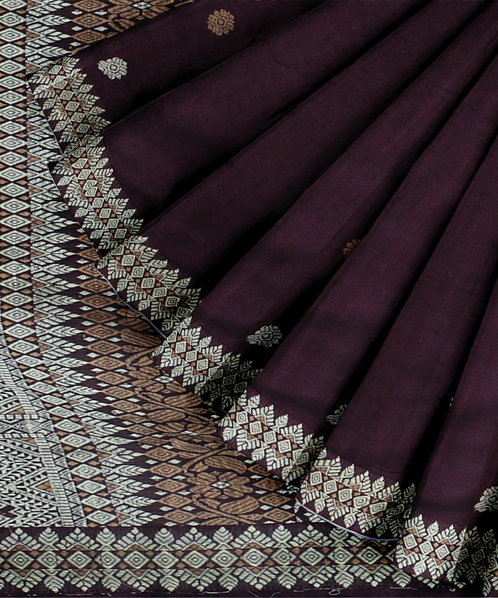 Brown grey cotton handloom assam saree