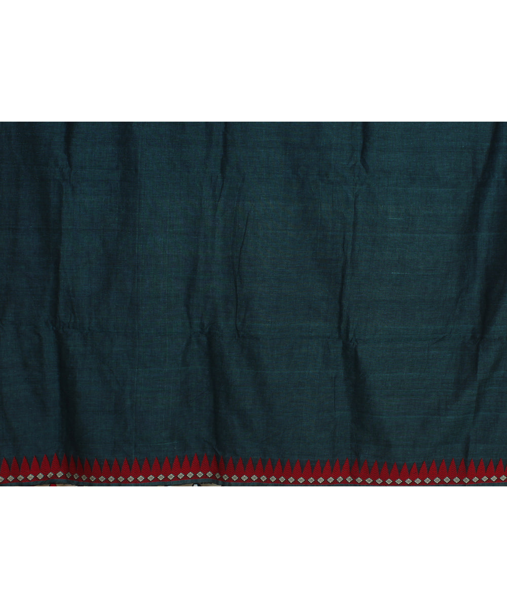 Dark green multicolor handloom assam cotton saree