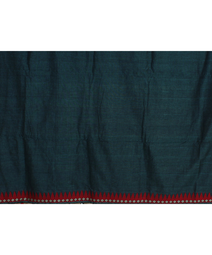 Dark green multicolor handloom assam cotton saree