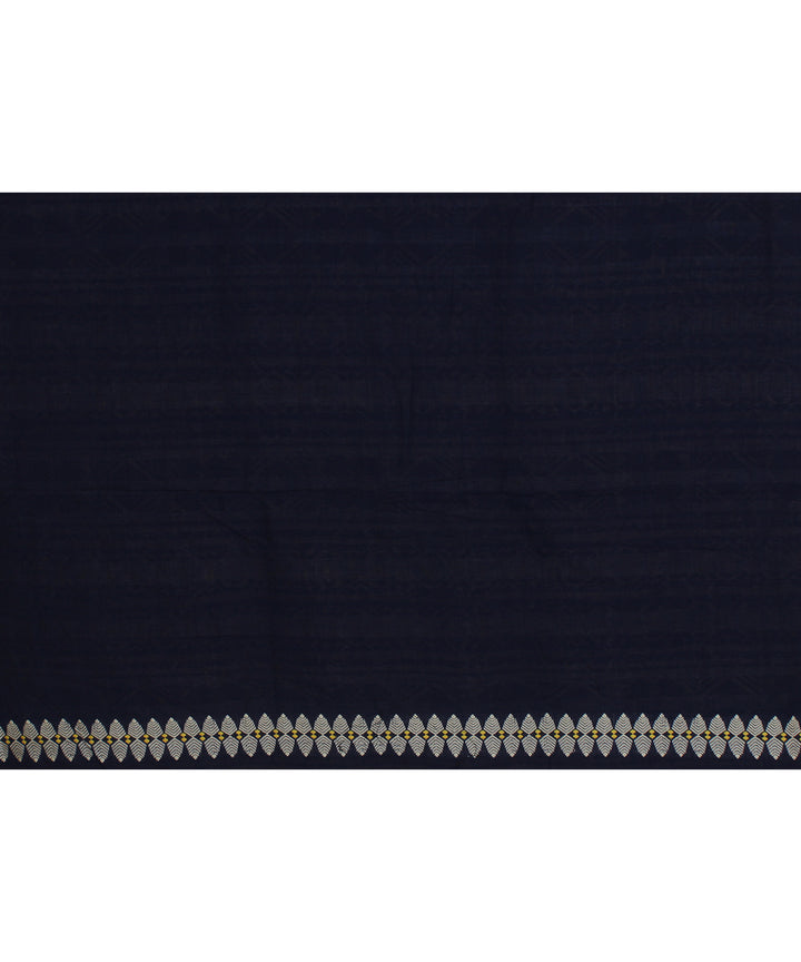 Navy blue yellow beige handloom assam cotton saree