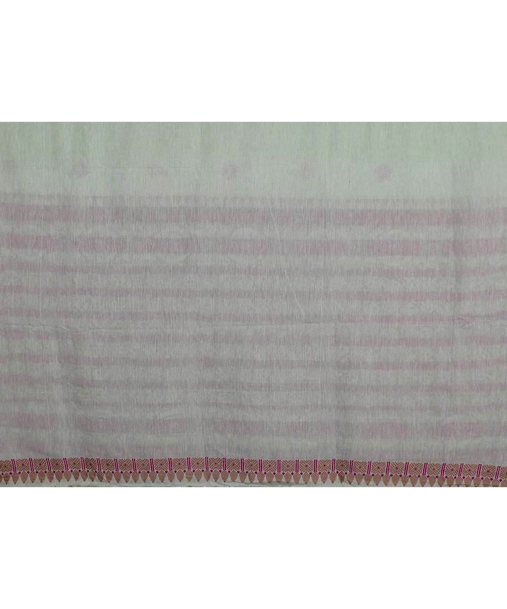 Pista green beige pink handloom assam cotton saree