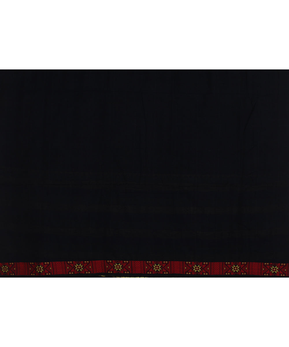 Black red handloom cotton assam saree