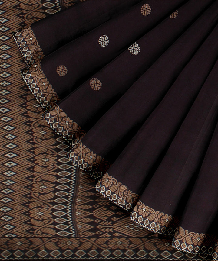 Deep maroon beige handloom assam cotton saree