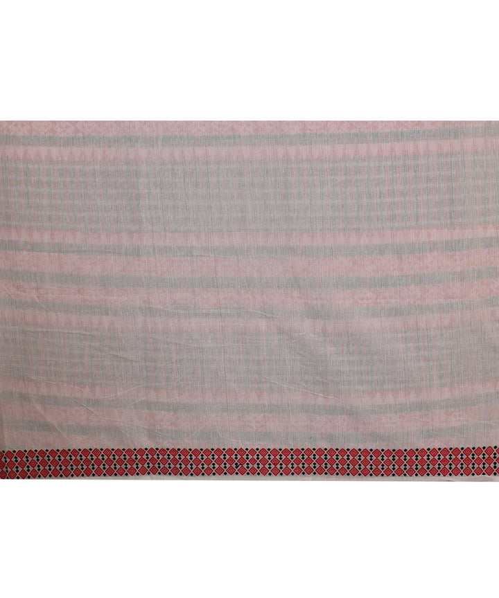 Offwhite red black handloom assam cotton saree