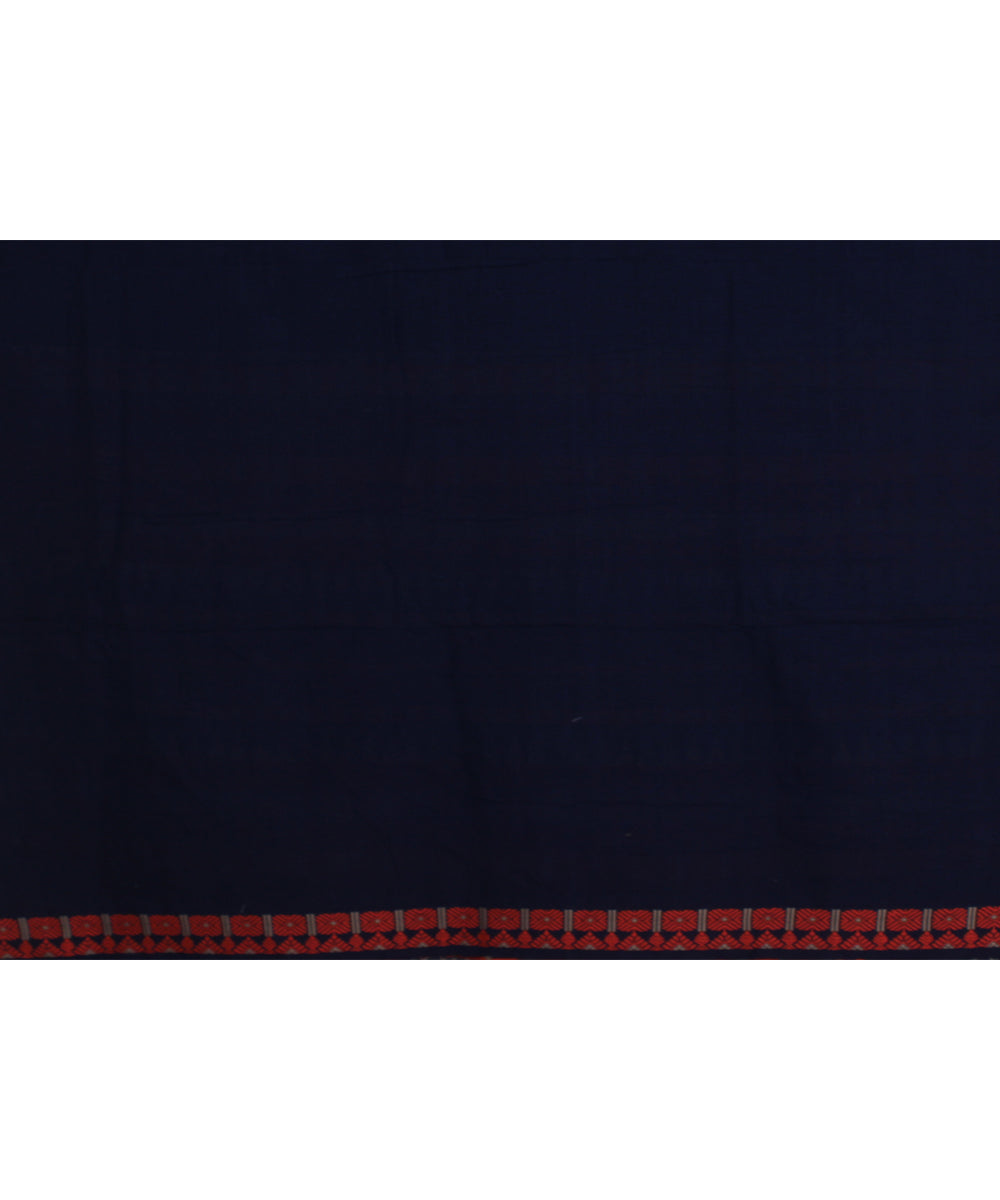 Navy blue red beige handloom assam cotton saree