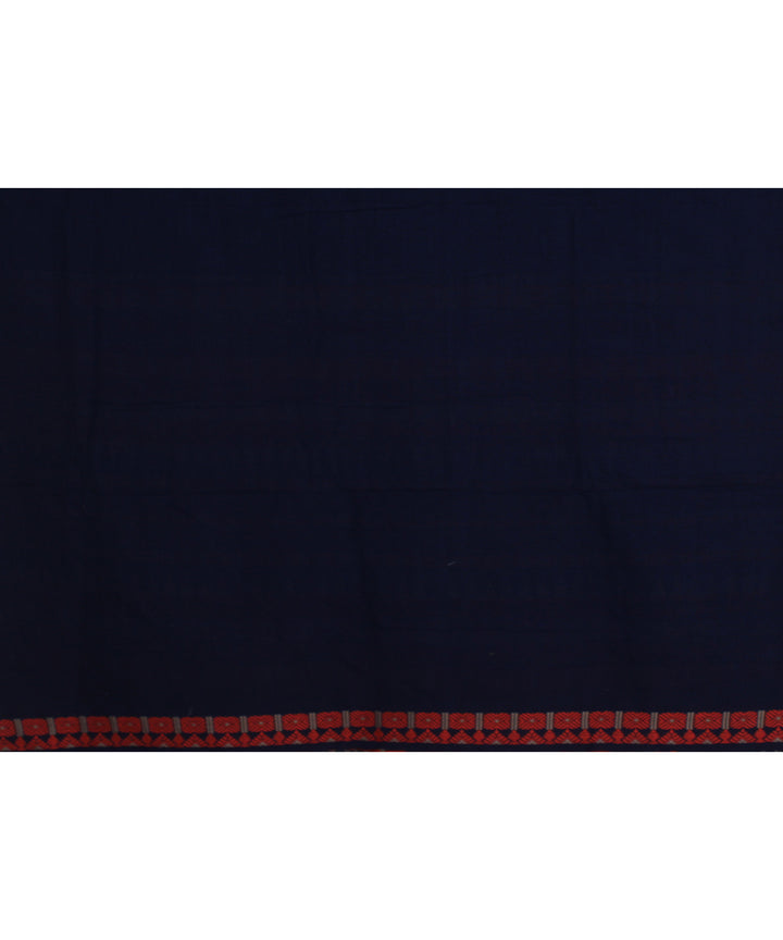 Navy blue red beige handloom assam cotton saree