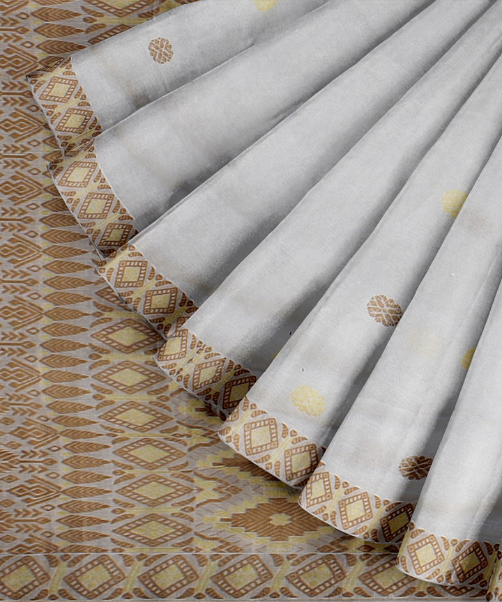 Offwhite beige handloom assam cotton saree