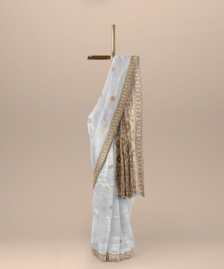 Offwhite beige handloom assam cotton saree