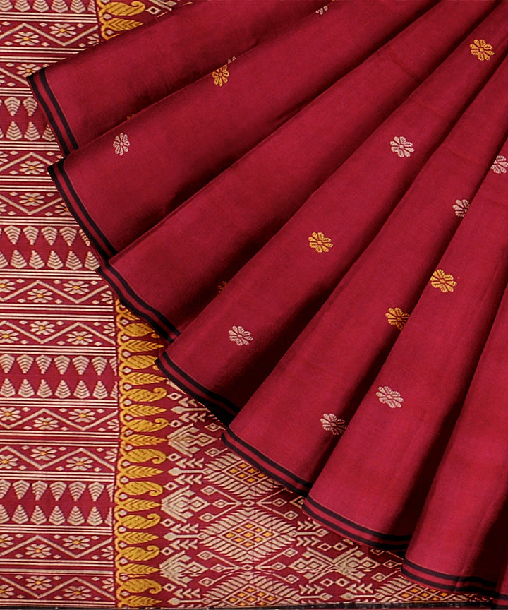 Raspberry yellow beige handloom assam cotton saree