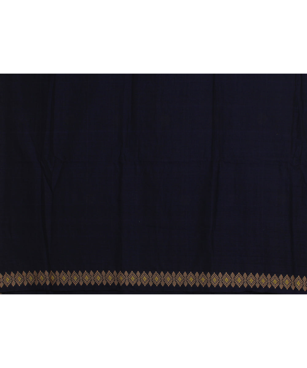 Navy blue red beige handloom cotton assam saree