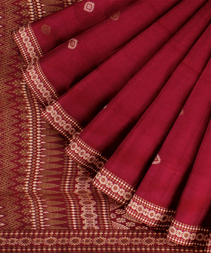 Raspberry beige handloom assam cotton saree