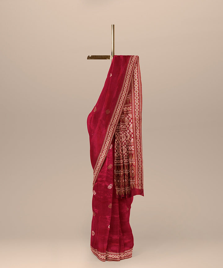 Raspberry beige handloom assam cotton saree