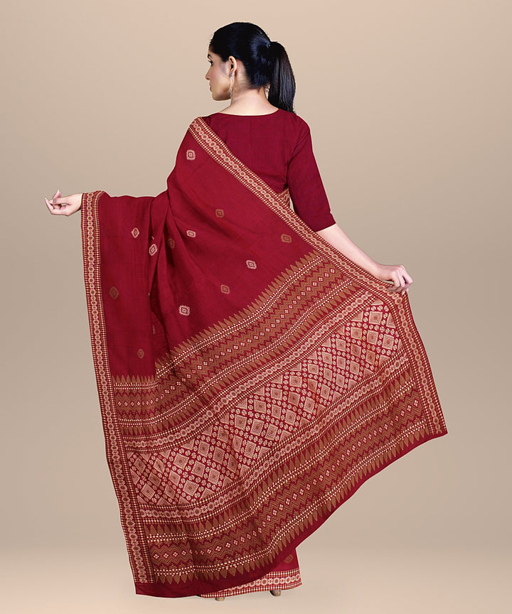 Raspberry beige handloom assam cotton saree