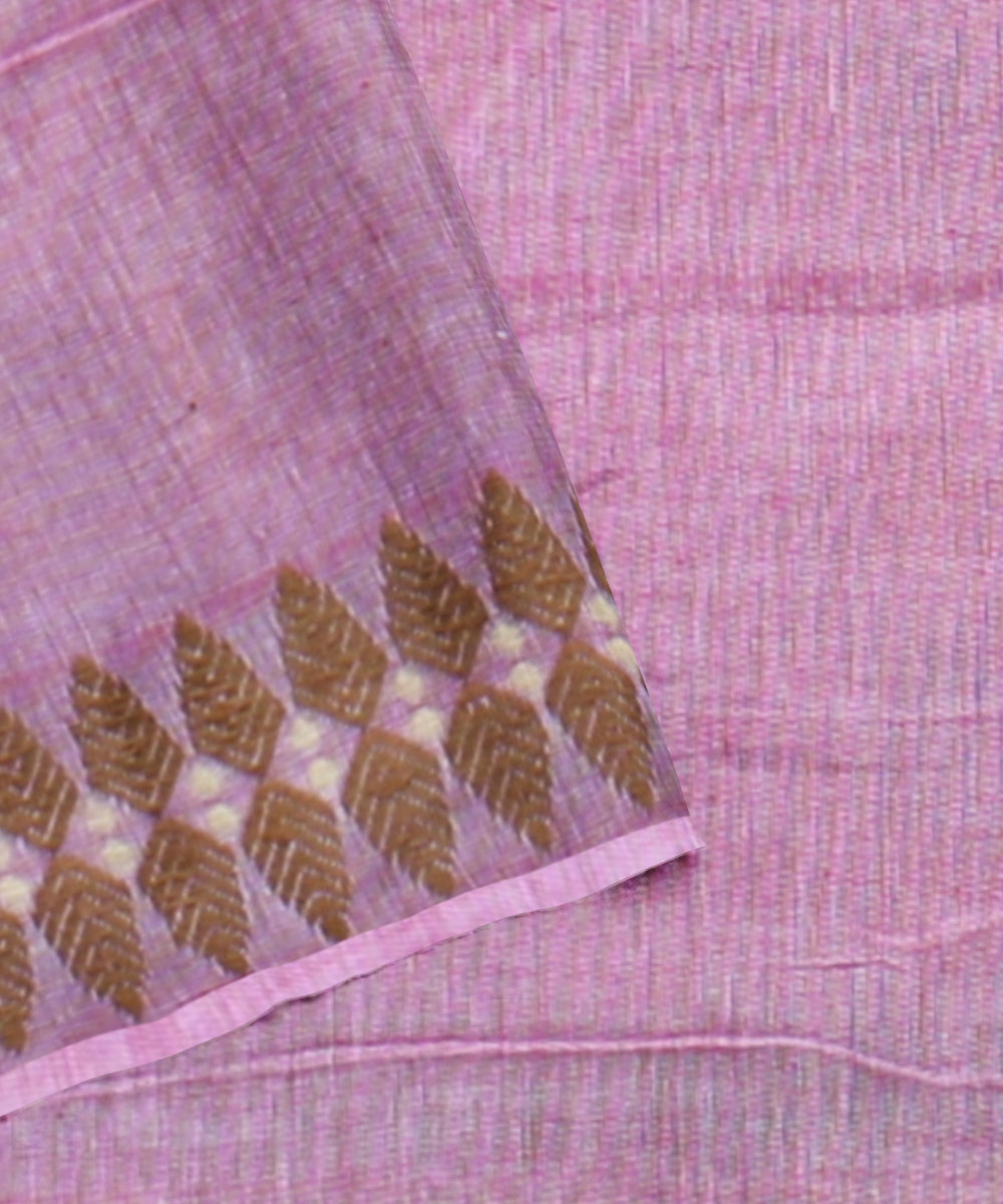 Pink yellow cotton handloom assam saree