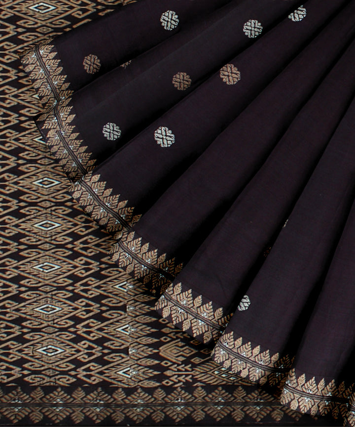 Brown handloom cotton assam saree