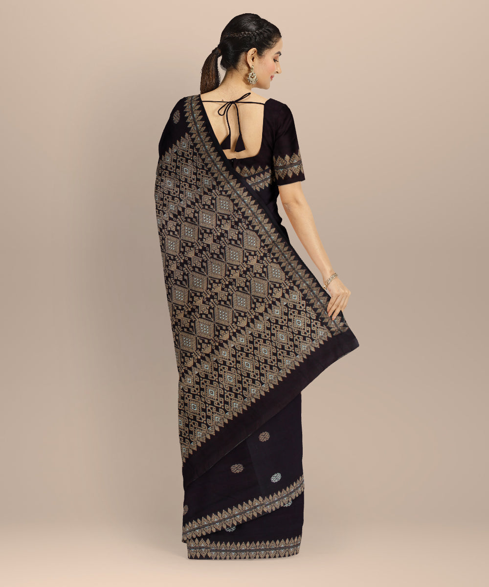 Brown handloom cotton assam saree