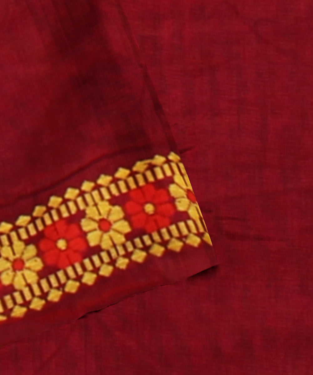 Red yellow handloom assam cotton saree