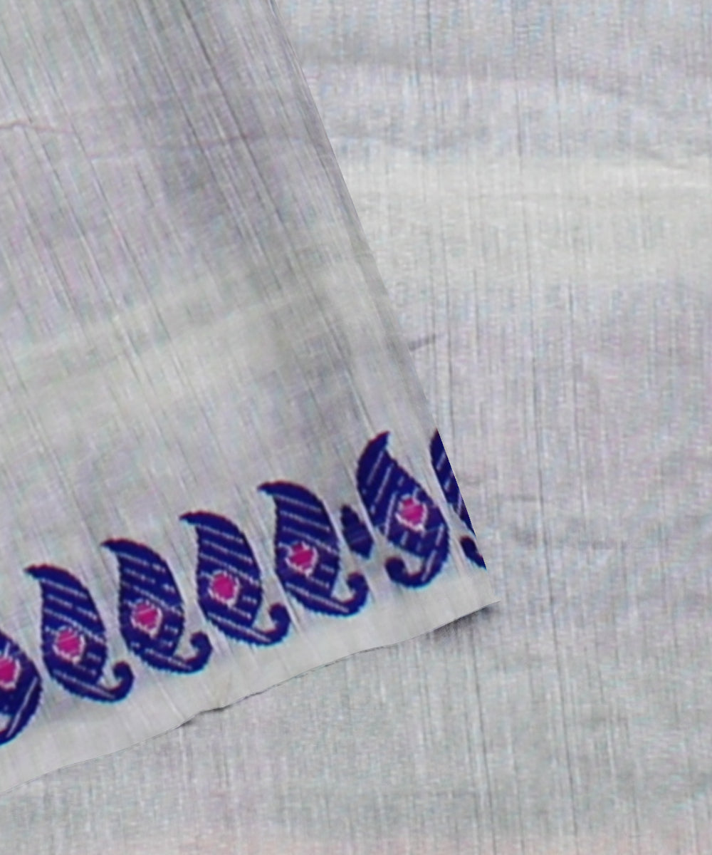 White blue cotton handloom assam saree