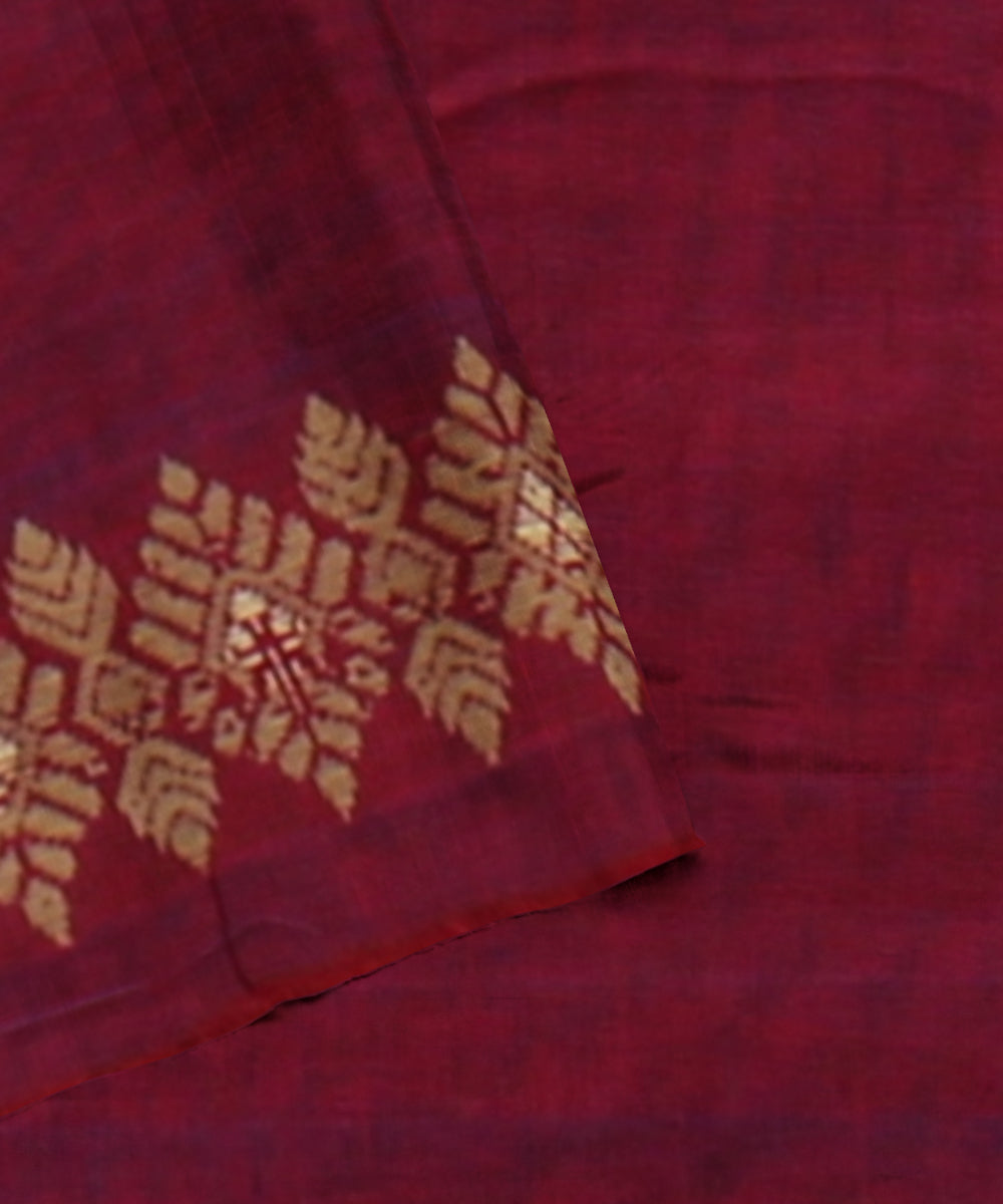 Red yellow handwoven assam cotton saree