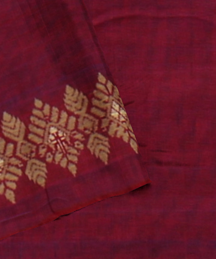 Red yellow handwoven assam cotton saree