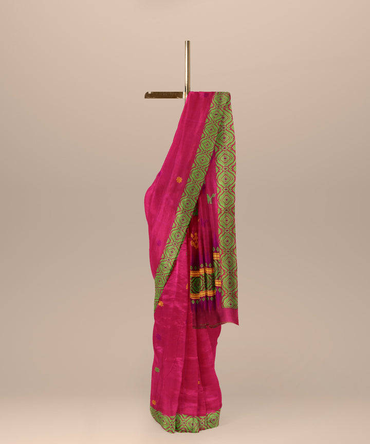 Red yellow cotton assam handloom saree