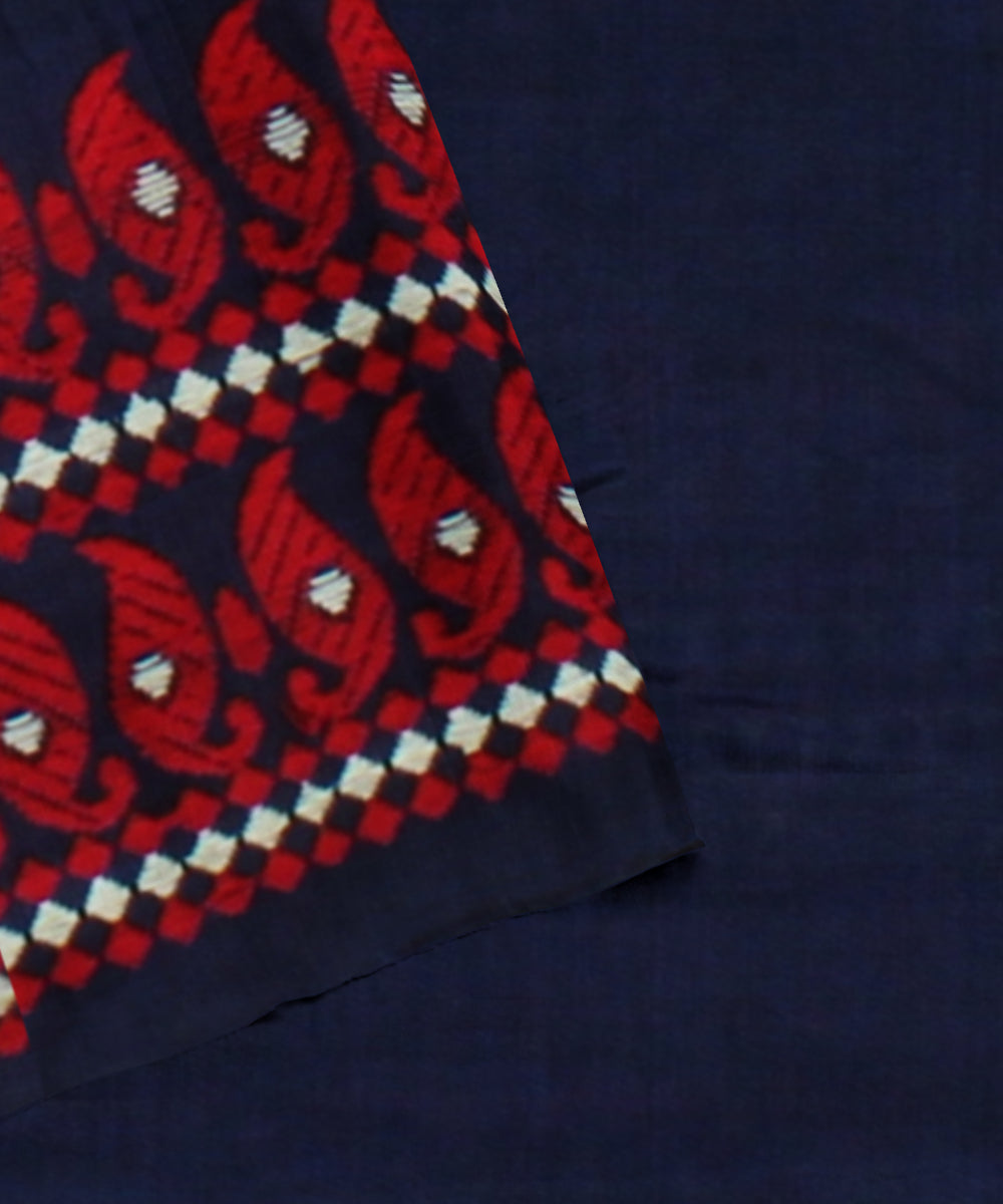 Navy blue red cotton handloom assam saree