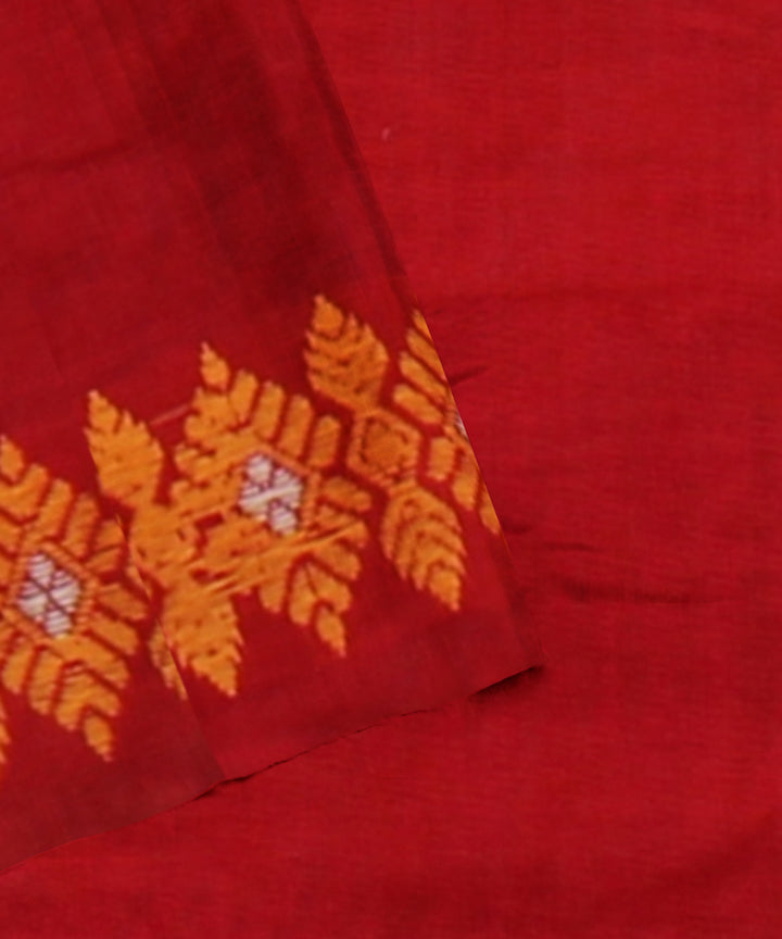 Red yellow handloom cotton assam saree