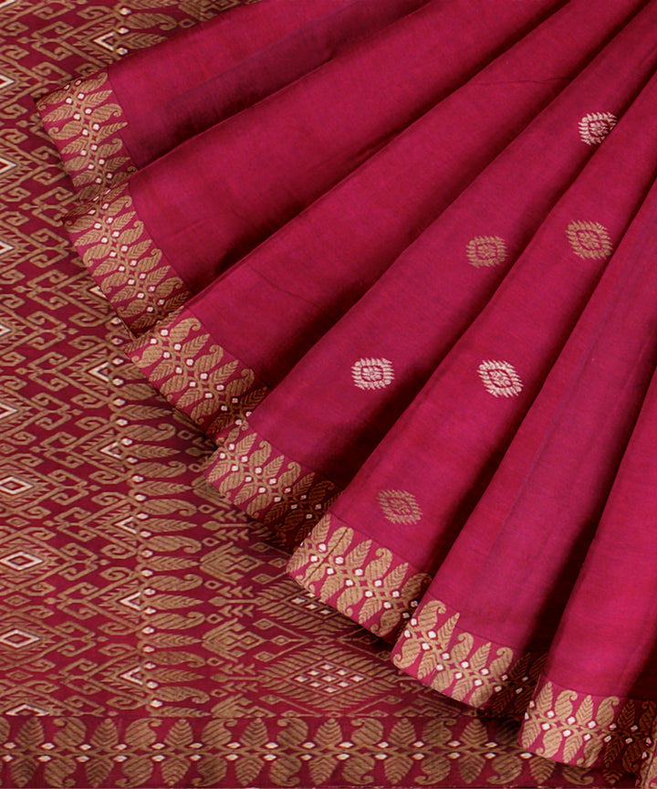 Pink  cotton handloom assam saree