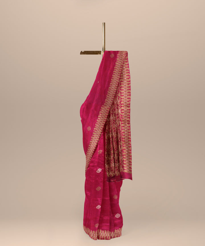 Pink  cotton handloom assam saree