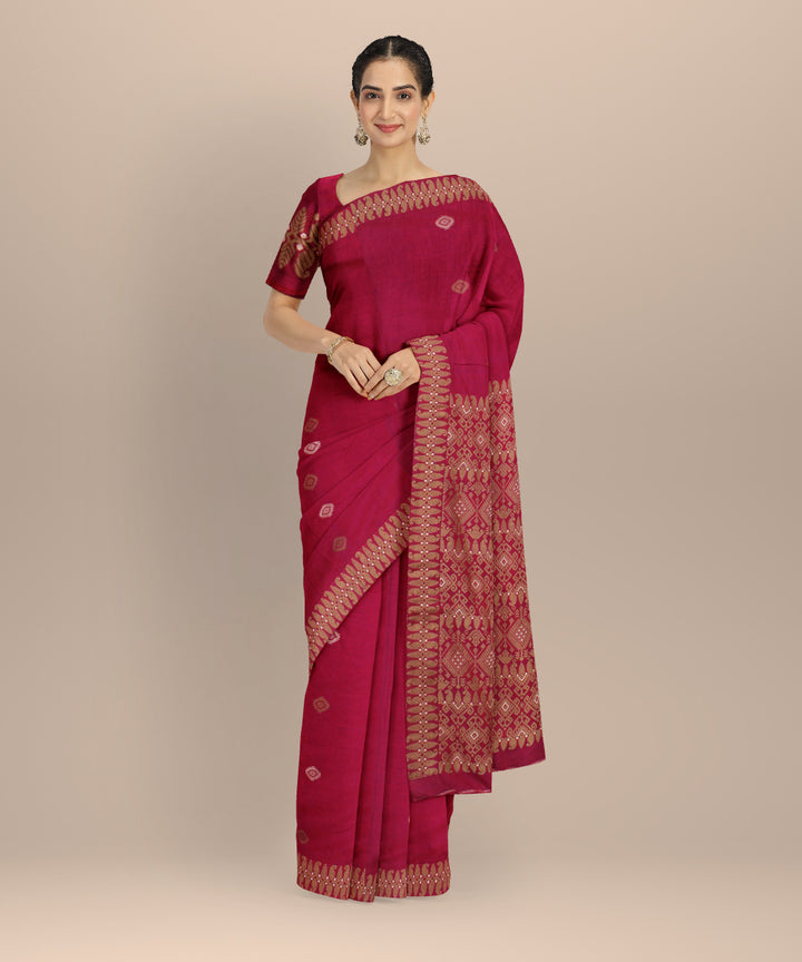 Pink  cotton handloom assam saree