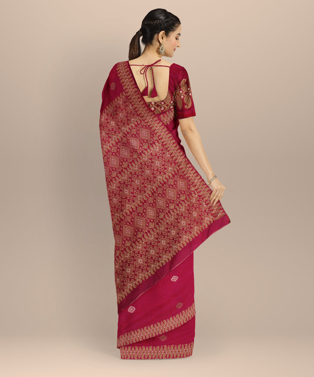 Pink  cotton handloom assam saree