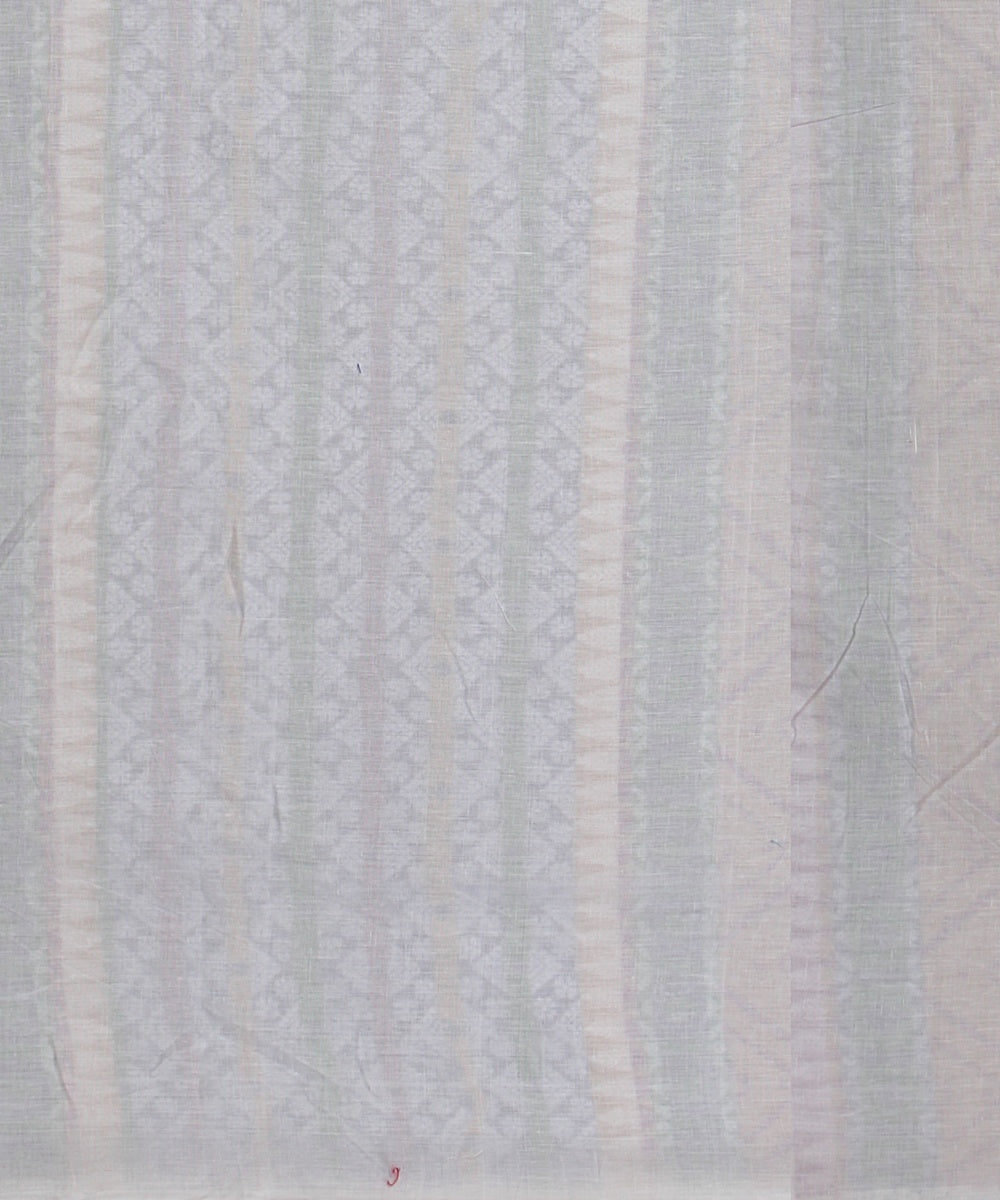 White multicolour handloom assam cotton saree