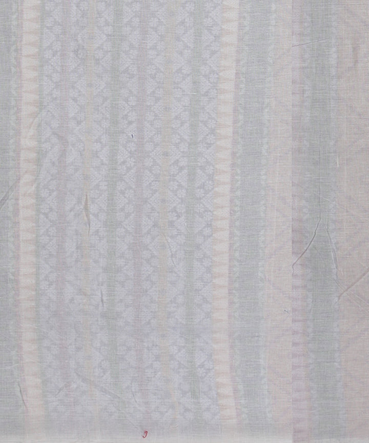 White multicolour handloom assam cotton saree