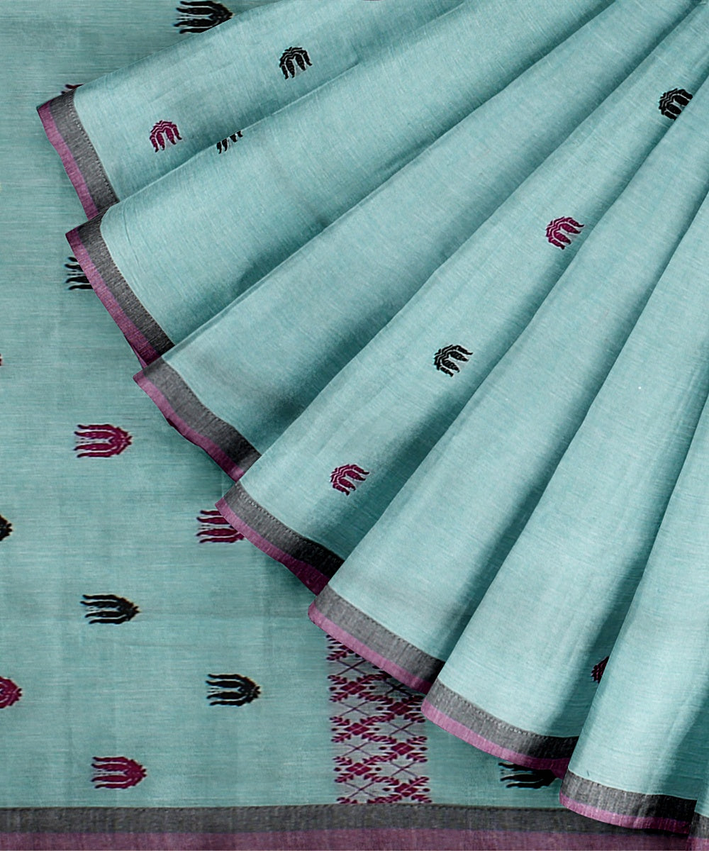 Light green multicolour cotton handloom assam saree