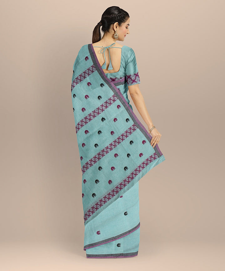 Light green multicolour cotton handloom assam saree