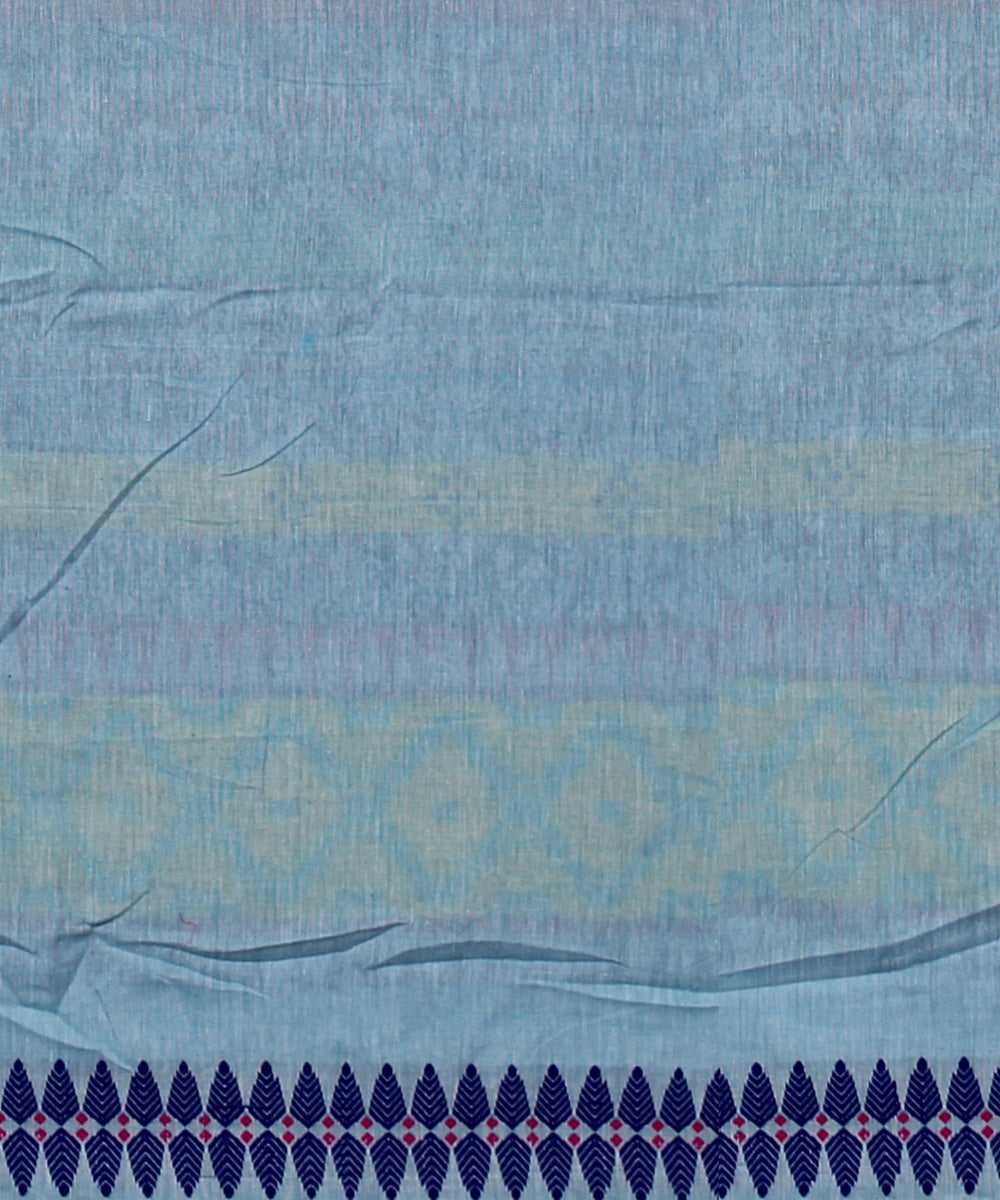 Sky blue multicolour cotton handloom assam saree