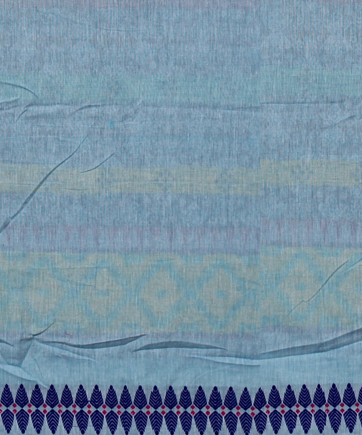 Sky blue multicolour cotton handloom assam saree