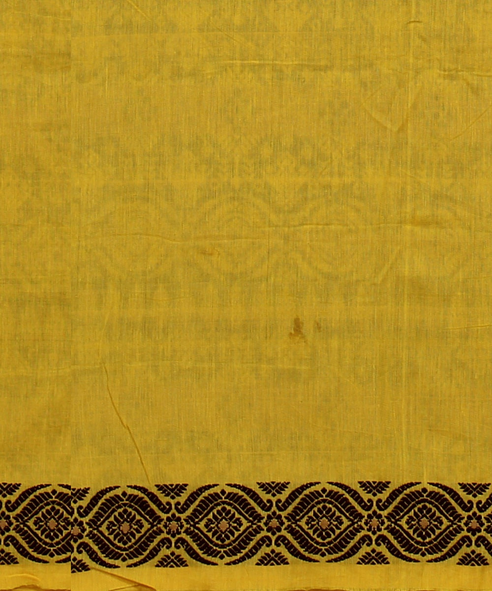 Yellow brown cotton handloom assam saree