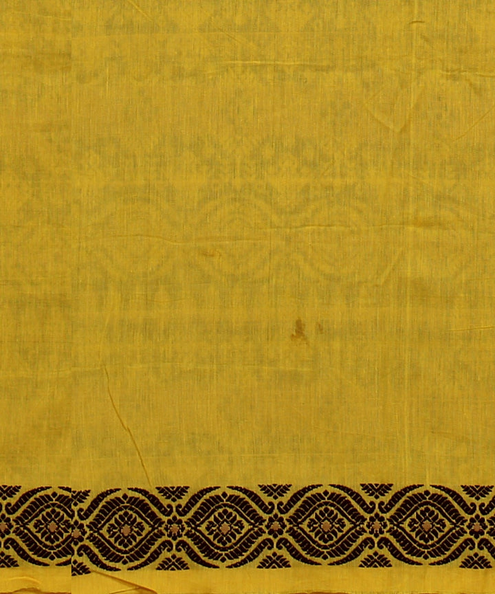 Yellow brown cotton handloom assam saree