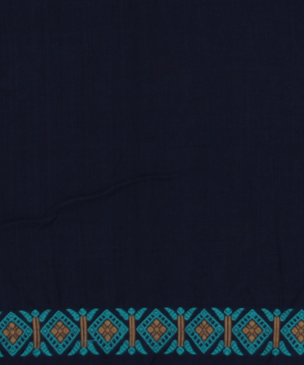 Navy blue multicolour handloom cotton assam saree