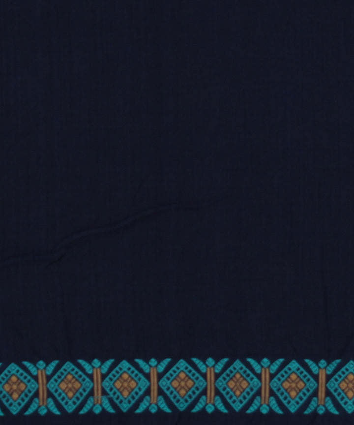 Navy blue multicolour handloom cotton assam saree