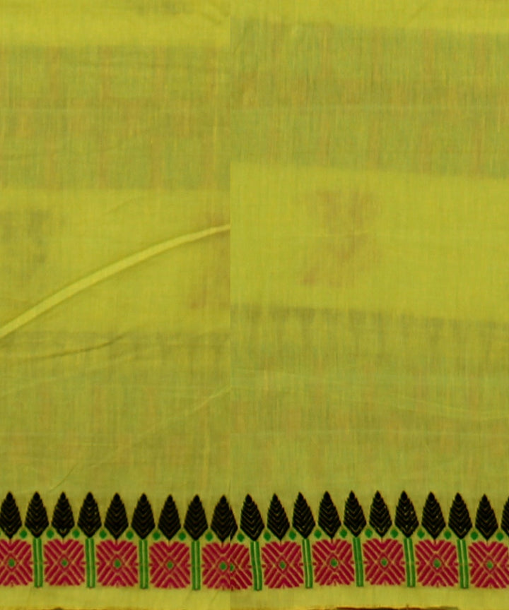 Lime green multicolour cotton handloom assam saree