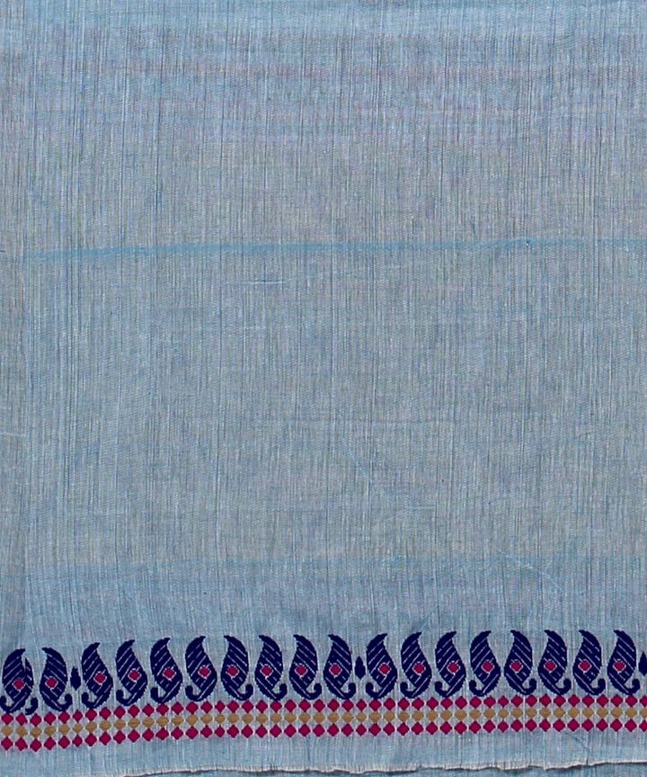 Sky blue navy blue cotton handloom assam saree