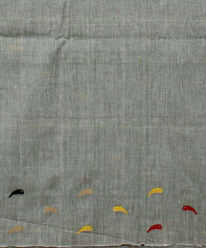 Grey multicolour cotton handloom assam saree