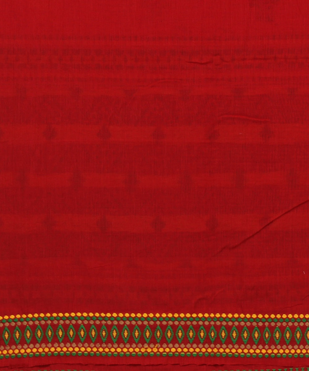 Red green cotton handloom assam saree