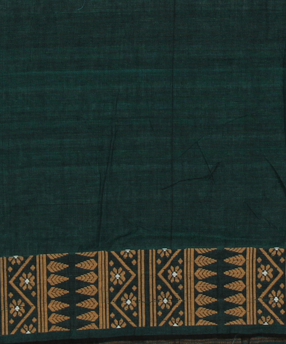 Dark green brown cotton handloom assam saree