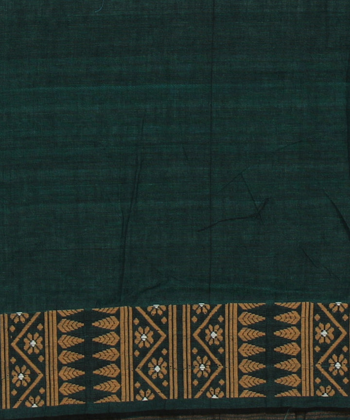 Dark green brown cotton handloom assam saree